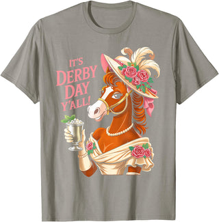 Funny Horse Talk Derby To Me Outfit Men Women Horse Racing It's Derby Day Yall KY Derby Horse 2026 T-Shirt - Slate Grey