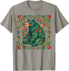 Nordic Scandinavian Folk Art Flower Designs Scandinavian Folk Art Bear Floral Pattern Nordic Animal T-Shirt - Slate Grey