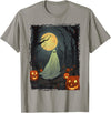 Dibble Dabble Designs Halloween Vintage Ghost in Gothic Forest Full Moon Halloween T-Shirt - Slate Grey