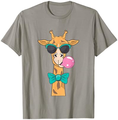 Giraffe Blowing Bubble Gum with Sunglasses Bowtie Cute Boy's T-Shirt