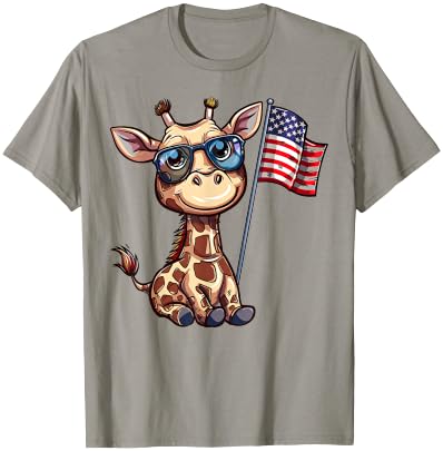 Giraffe USA Flag - Funny Giraffe Lovers 4th of July T-Shirt