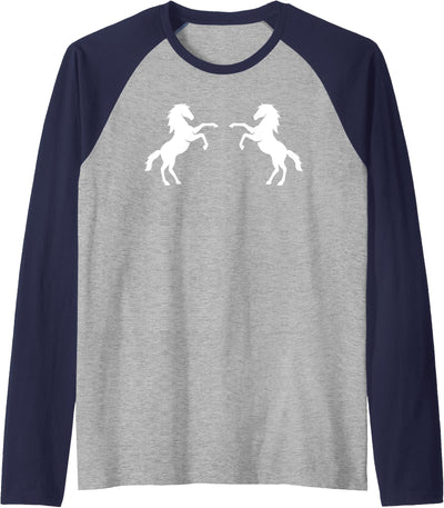 Wild For Horse Girls Two Horses Graphic Raglan Baseball Tee