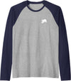 Playful Critter Apparel Co. Polar Bear Minimalist Black and White Raglan Baseball Tee - Navy Blue/Athletic Heather