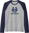 Buffalo Island, Monette, AR 72447 Buffalo Island Central High School Mustangs Theater Raglan Baseball Tee - Navy