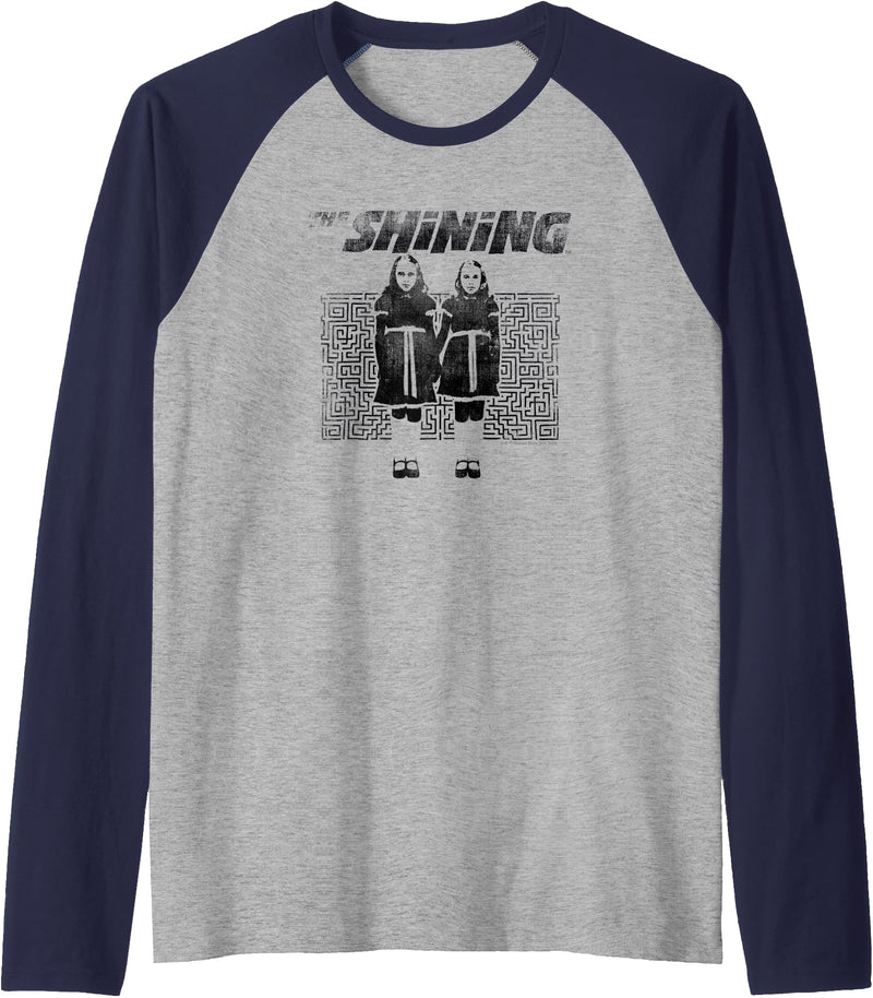 The Shining Twins Maze Raglan Baseball Tee - Navy Blue/Athletic Heather