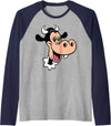 Disney Clarabelle Cow Big Face Costume Raglan Baseball Tee - Navy Blue/Athletic Heather