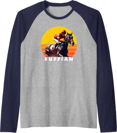 Handicapping Horse Gear Ruffian Horse, Thoroughbred, Del Mar, Santa Anita Shirt Raglan Baseball Tee