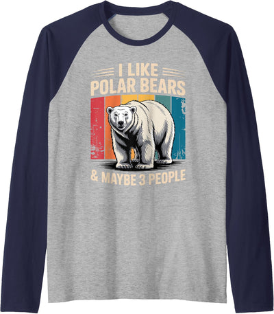 Cute Polar Bear Art for Men Women Kids Arctic Raglan Baseball Tee