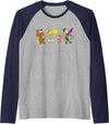 Yogi Bear Marching to the Picnic Raglan Baseball Tee - Navy Blue/Athletic Heather