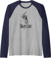 Always Late - White Rabbit Alice Wonderland Raglan Baseball Tee in Navy Blue/Athletic Heather