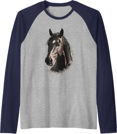 Horse Animal Face Horse Raglan Baseball Tee