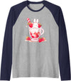 Cute Anime Bunny Rabbit Strawberry Milk Kawaii Raglan Baseball Tee in Navy Blue/Athletic Heather