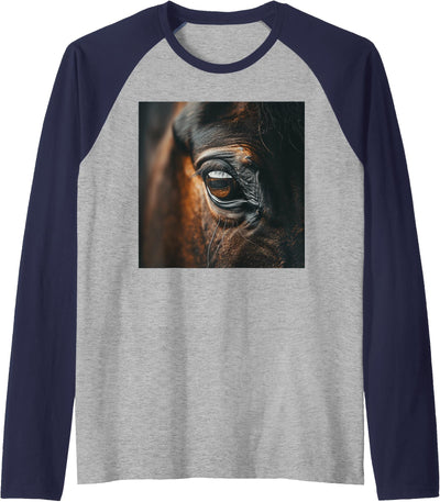 Horse Eye Design Horse Eye Raglan Baseball Tee