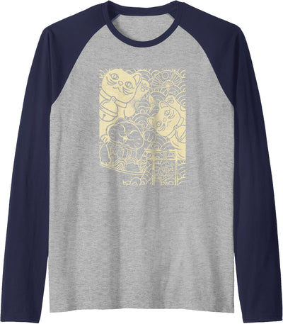 Lucky Cat Maneki-Neko art Lucky Cat Maneki-Neko Japanese Good Luck japan life Raglan Baseball Tee