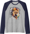 Lion in Lungs Christian Shirts & Gifts You've Got A Lion Inside Of Those Lungs, Christian Religious Raglan Baseball Tee - Navy Blue/Athletic Heather