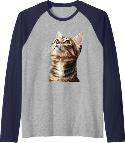 Cat Animal Face Cat Raglan Baseball Tee