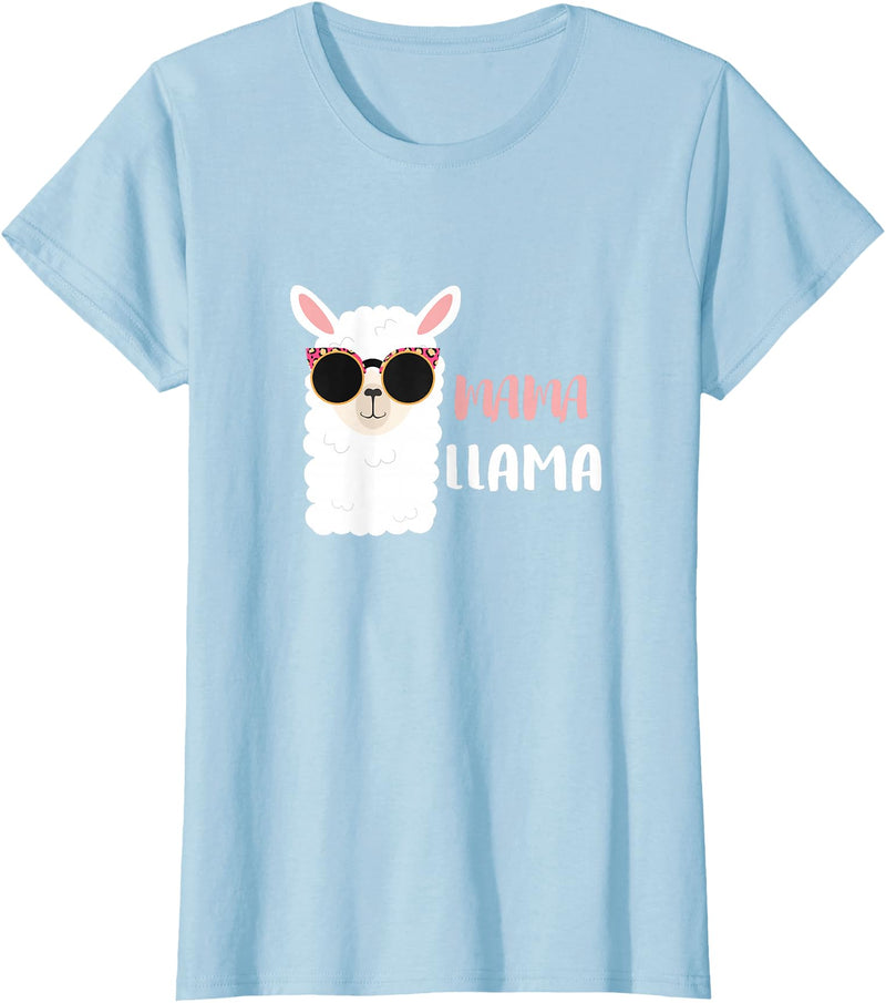 funny Mama Llama Co. Mama Llama, llama wearing sunglasses gift for women T-Shirt - Baby Blue