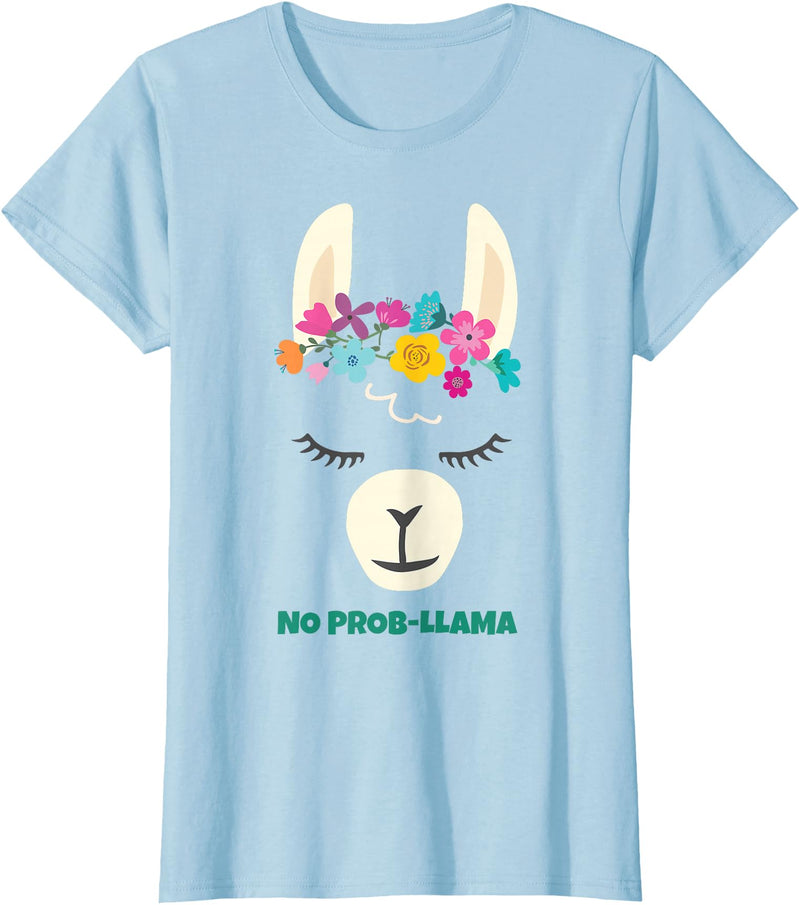 Llama Shirts & Alpaca Gifts No Prob Llama Christmas Women Kids Girls Birthday T-Shirt - Baby Blue