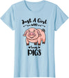 Just A Girl Who Loves Pigs T-Shirt - Baby Blue