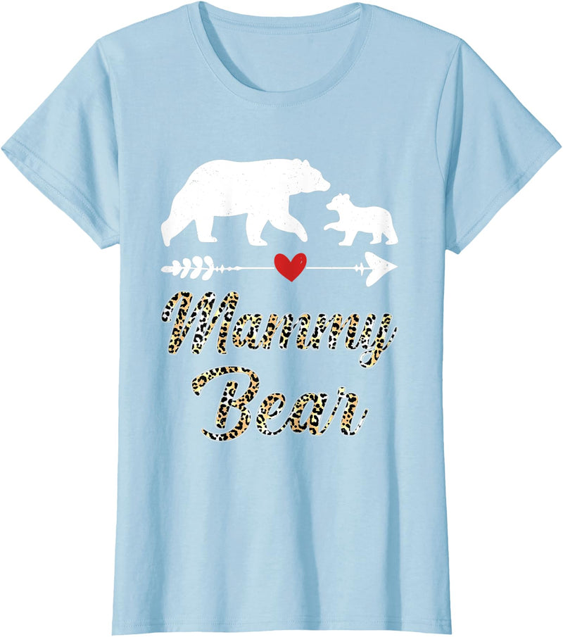 Bear Family Matching Leopard Happy Mother's Day Womens Mammy Bear Leopard Fun Mother's Day Bear Cub Matching Family T-Shirt - Baby Blue
