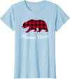 Papa & Mama Bear Outfit Mama Bear Pajama Red Buffalo Plaid T-Shirt - Baby Blue