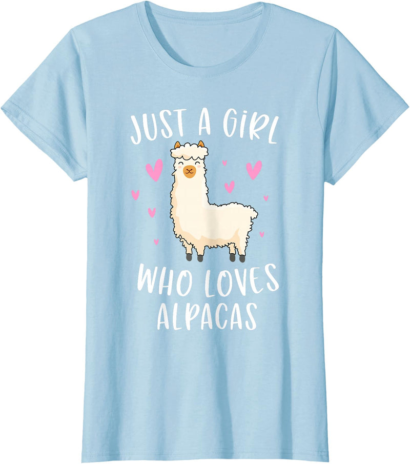 Cute Alpaca Llama Lover Clothing Gifts For Women Just A Girl Who Loves Alpacas Funny Alpaca Gifts for Girls T-Shirt - Baby Blue