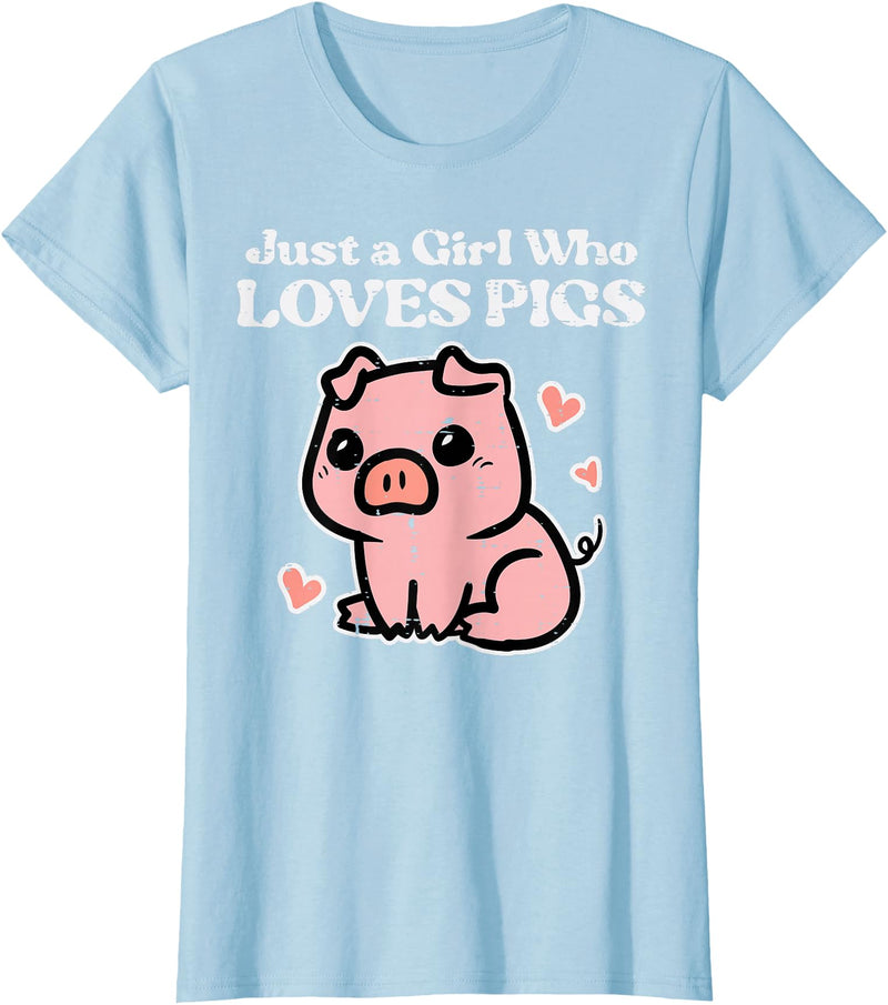 Pig Lover Shirts For Men Women Kids Just A Girl Who Loves Pigs Cute Hog Swine Toddler Girls Kids T-Shirt - Baby Blue
