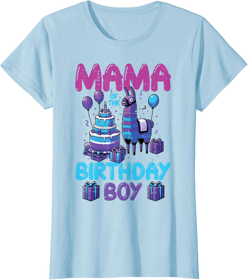 Birthday Party Shirts For Men Women Kids Mama of Birthday Boy Llama Pinata Party Family Match Women T-Shirt - Baby Blue