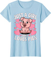Magical and Funny Pig Farmer Gifts Just a Girl who loves Pigs T-Shirt - Baby Blue