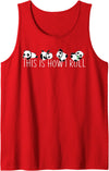 Best Panda Humor Fashion Cute Kawaii Bear Panda Family Funny This Is How I Roll Tank Top - Red