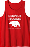 Grand Teton National Park Apparel & Gifts Respect The Locals Grizzly Bear Grand Teton National Park Tank Top - Red