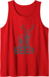 Bear Beer Deer Antlers Bear And Deer Combination Bear With Antlers Beer Tank Top - Red