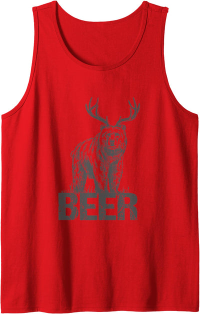 Bear And Deer Combination Bear With Antlers Beer Tank Top