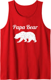 Funny Papa Bear Tee & Gifts For Father Mens Papa Bear Father's Day Gift Dad Distressed Graphic Print Tank Top - Red