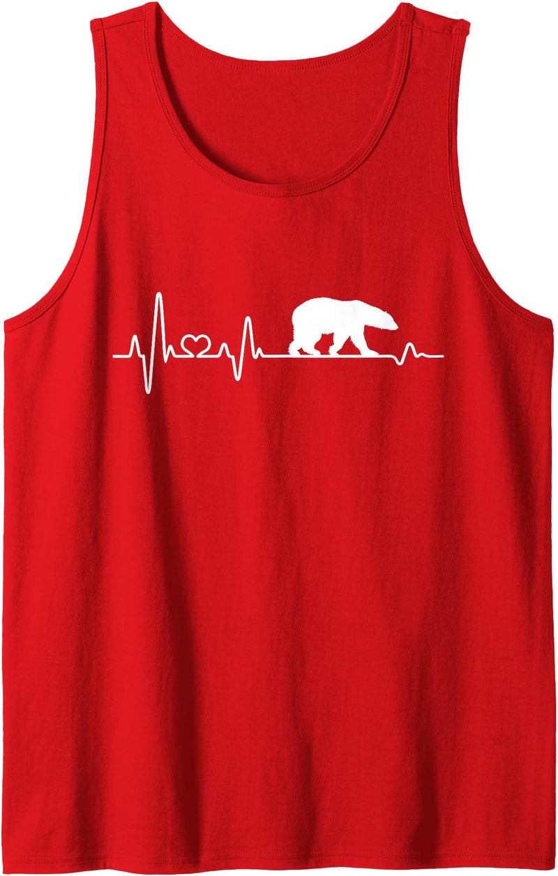 Polar bear bears gifts ECG pulse rate Polar bear heartbeat bear north pole love polar bears Tank Top - Red
