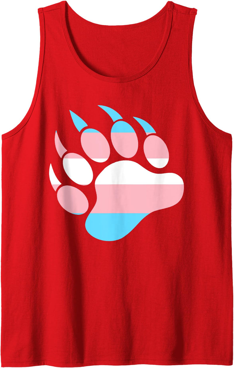 Say Gay Trans Bear Paw - Trans Pride Flag Tank Top - Red