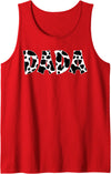 Funny Western Cow Dad Dada Cow Fathers Day Shirts Dada Cow Print Cow Pattern Cow Dad Father's Day Daddy Cow Tank Top - Red