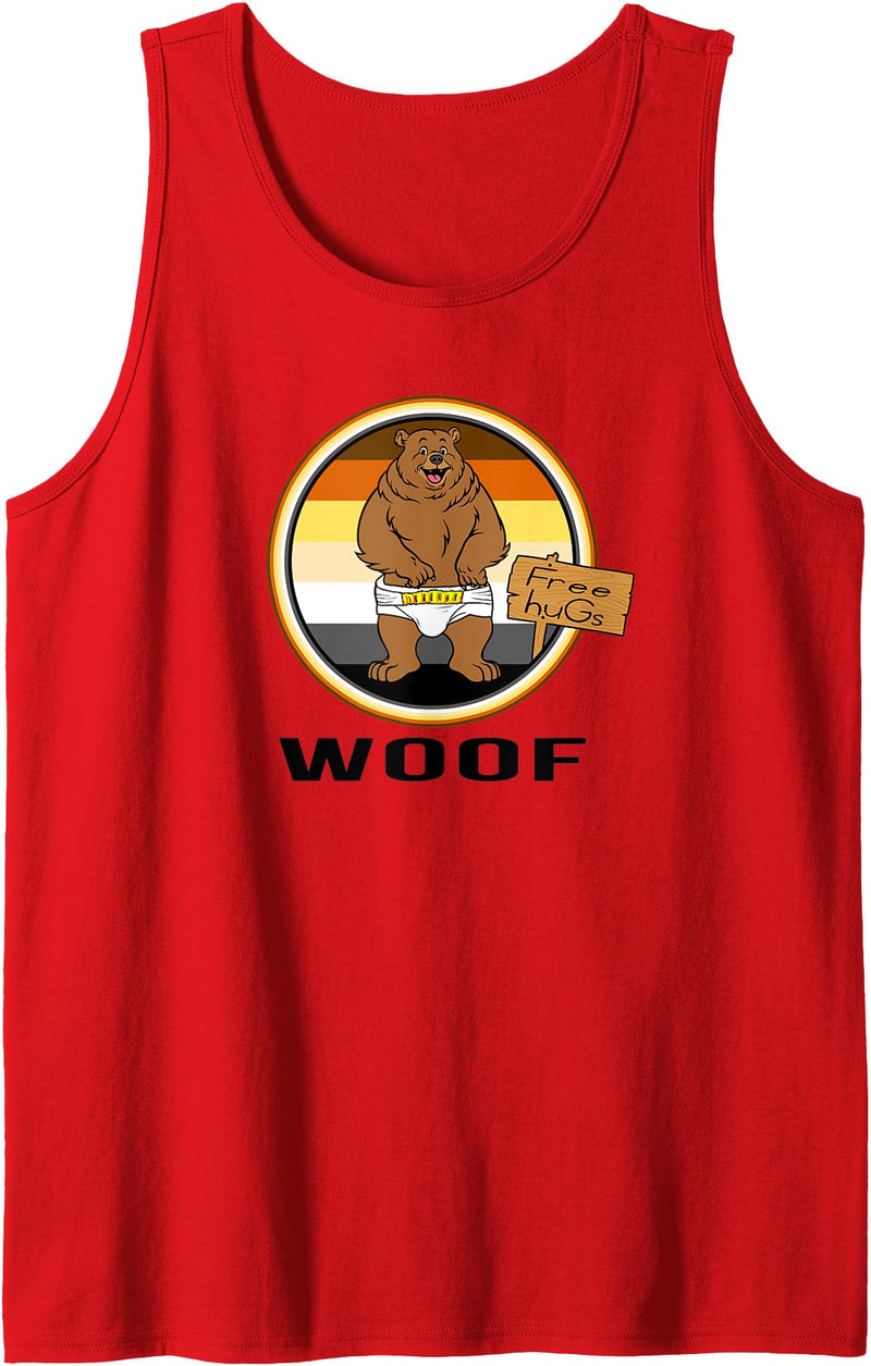 PluppoRoo Designs WOOF DIAPER BEAR PRIDE FLAG Tank Top - Red