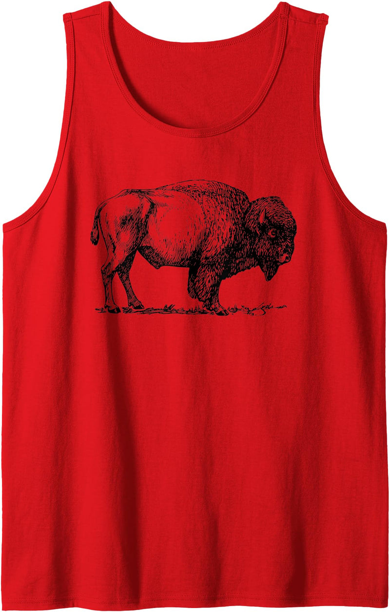 Classic Buffalo Novelty Graphic Tees Unisex Buffalo Shirt American Bison Classic Print Top Tank Top - Red