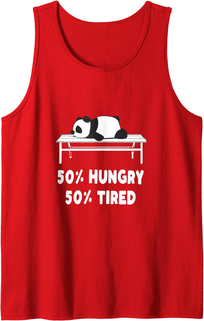 Shitrs & Gifts 50% hungry 50% tired - Cute Panda Bear Animal Tank Top - Red