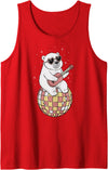 DiscoballAxis1 Funny Polar Bear Disco Dancing Ball Groovy Retro 80s Costume Tank Top - Red