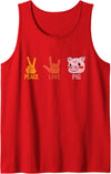 Awesome Gift For The Pigs Lover In Your Life Peace Love Pig Cute Piggy Face Gift For Pigs Lovers Tank Top - Red