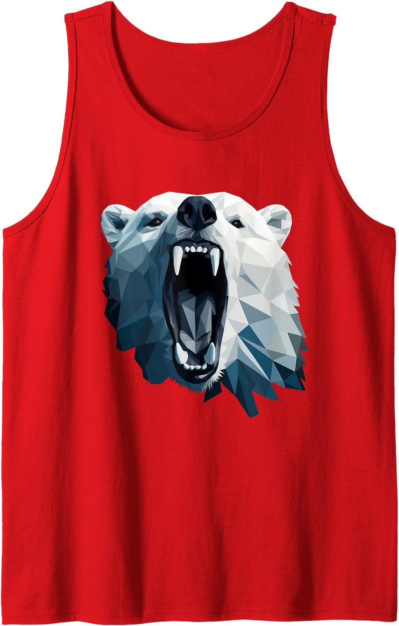 Crowed polar bear Apparel Geometric Style Polar Bear Tank Top - Red