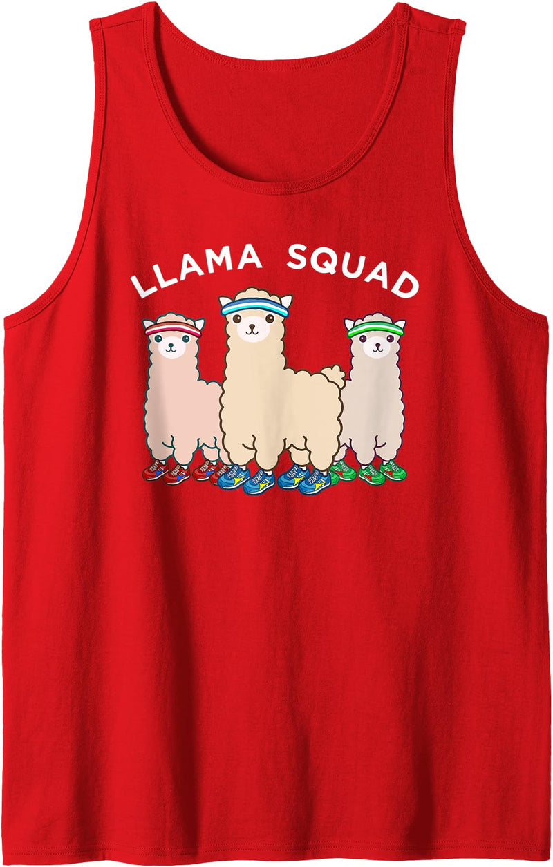 Llama Squad Running Jogger Animal Runner Tank Top - Red