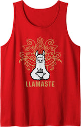 Lama Llamaste Family Summer Sport Yoga Gift Tees Llamaste Yoga Gift For Men Women Kids Lover Llama Yoga Tank Top - Red
