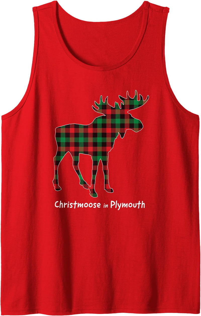 MN Christmas Lumberjack Plaid Love Minnesota Home Christmoose in Plymouth Moose Buffalo Red & Green Plaid Tank Top - Red