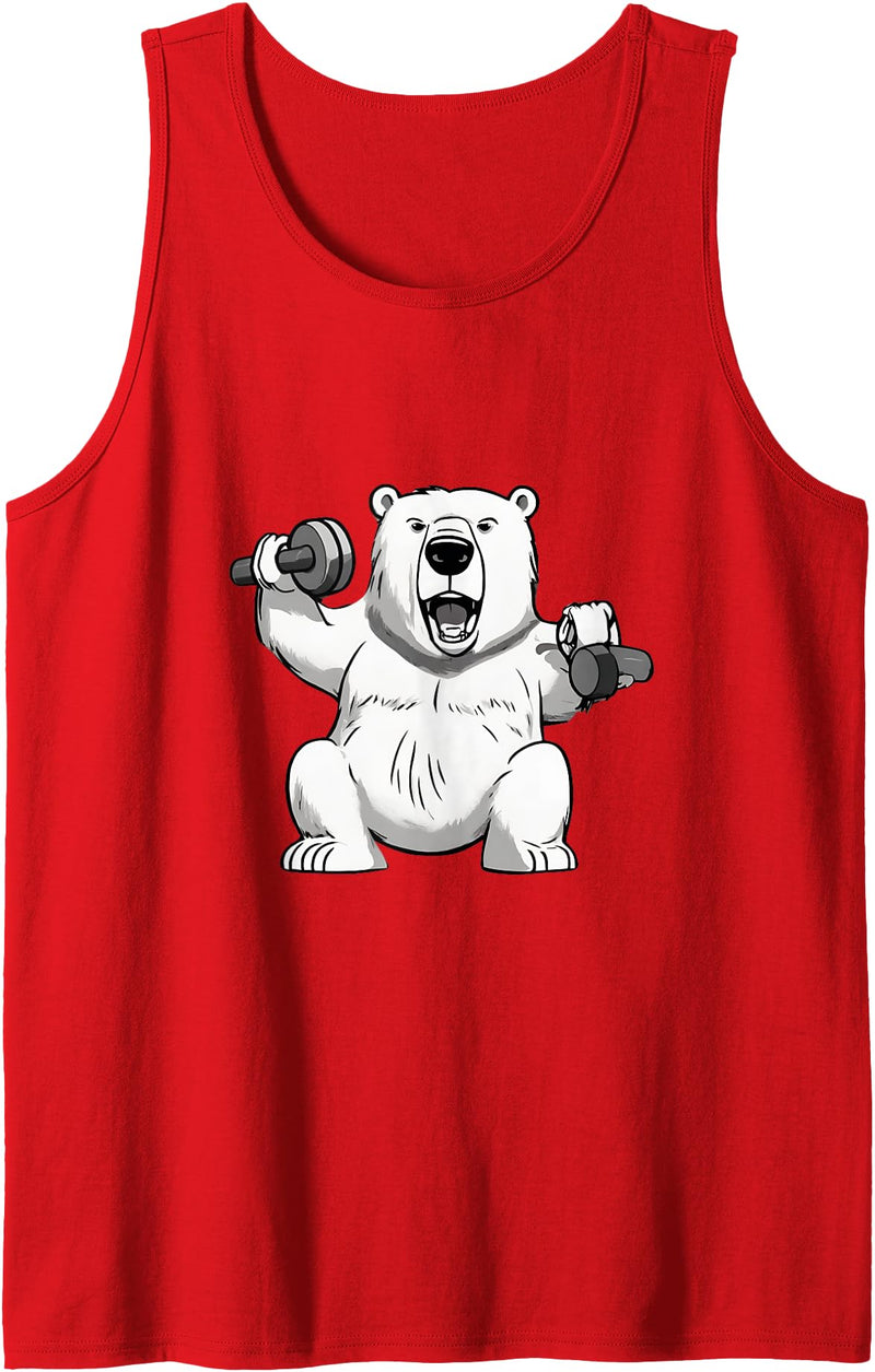 International Polar Bear Day Polar Bear Polar Bear dumbbell weightlifting Gym And Polar Bear Lovers Tank Top - Red