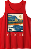 Churchill Travel Art Studio Churchill Manitoba Polar Bear Vintage Retro Design Tank Top - Red