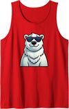 Cool Bear Designs Cool Polar Bear Cartoon Sunglasses North Pole Tank Top - Red