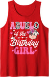 Birthday Girl Farm Cow Matching Party Abuelo of The Birthday Girl Farm Cow 1St Birthday Girl Tank Top - Red